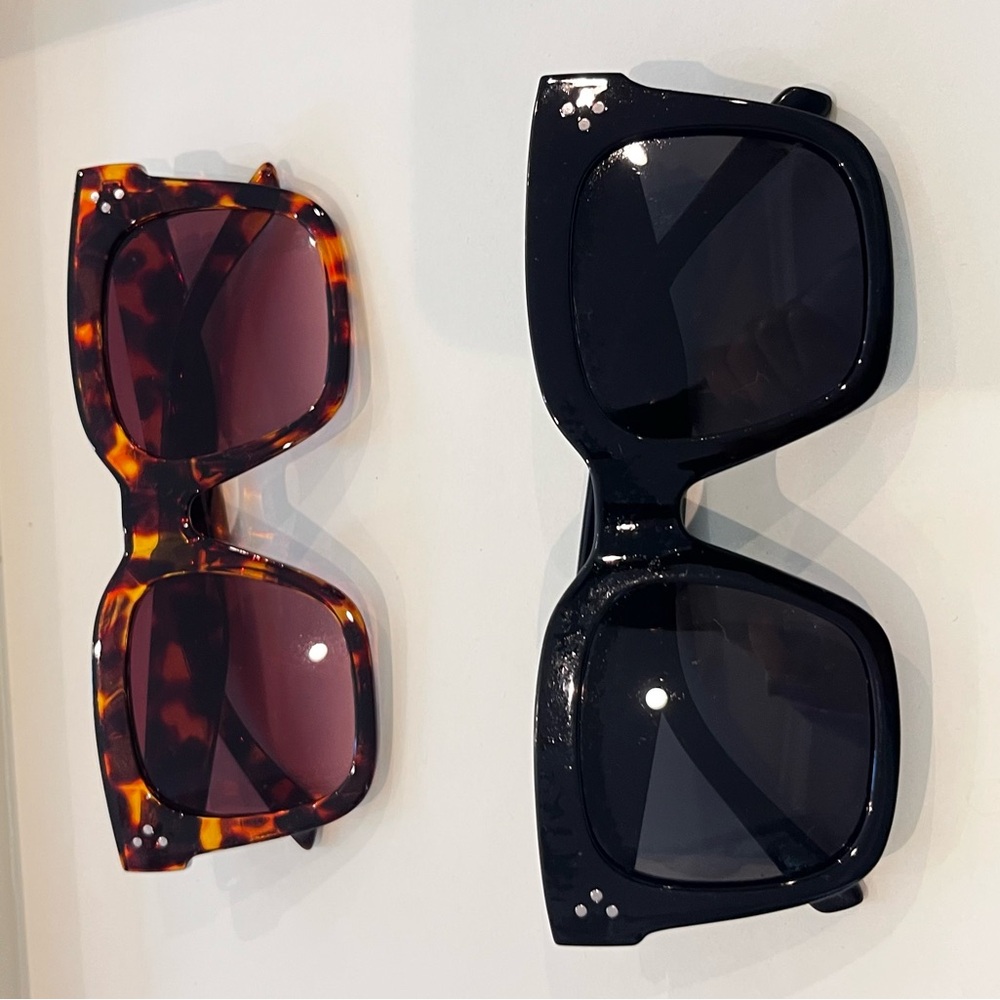 Oversize Square Sunglasses - Tortoise and Black Pair set